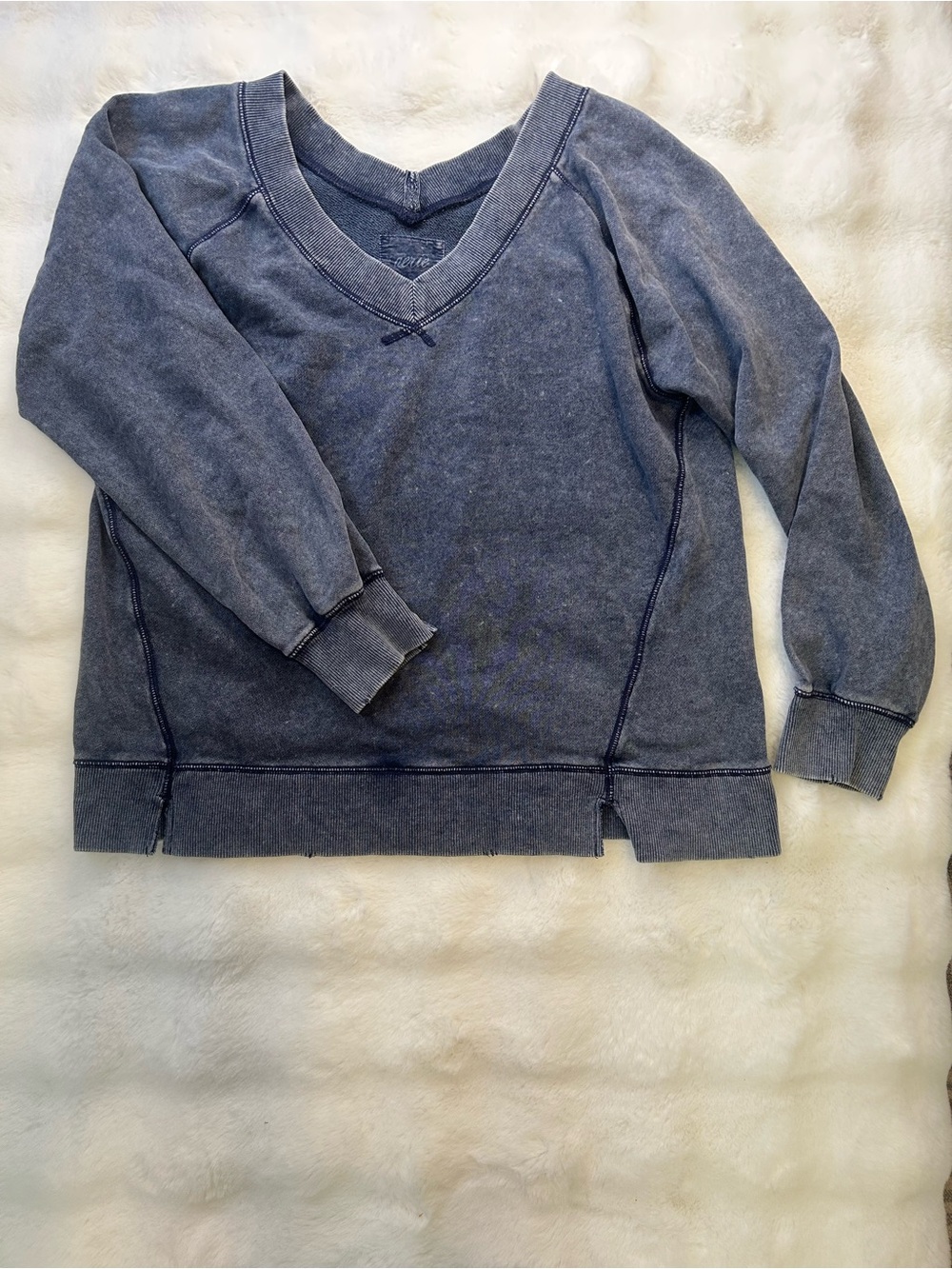 aerie Washed Navy V-Neck Sweatshirt